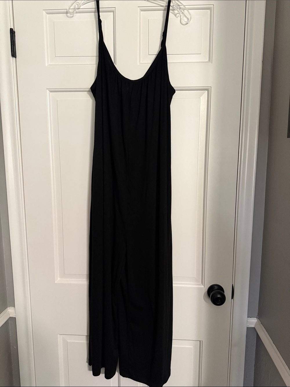 Black Sleeveless Wide-Leg Jumpsuit with Spaghetti Straps